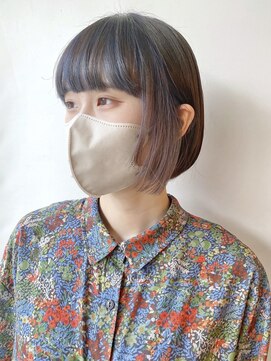 モリオフロムロンドン 原宿本店(morio from London) 【morio原宿】インナーカラー ボブ ネイビー