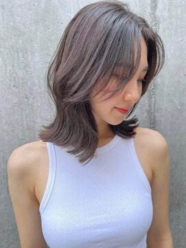 ロンドシェリ 仙台(Lond Cheri) 切りっぱなしボブ/美髪/ピンクブラウン/ミディアムヘア/韓国仙台