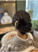 結婚式/お呼ばれヘア/着物/低めシニヨン/ルーズ/まとめ髪/