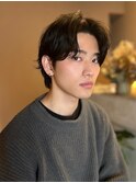 刈り上げなしニュアンスパーマセンターパート