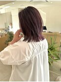 くびれボブ ハイライトパープル ワインレッド