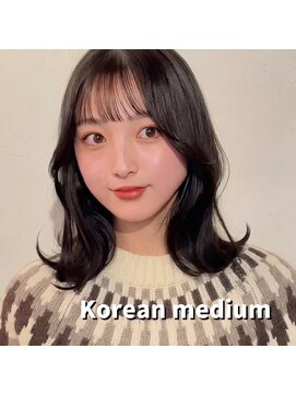 ベレッタ 枚方店(veretta.) 顔周りレイヤー/黒髪/セミロング/韓国風ヘア/韓国ヘア/小顔