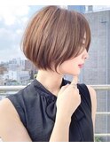 大人可愛い20代30代40代黒髪前下がりショートボブ丸みショート◎