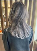 襟足インナーカラーラベンダーホワイト