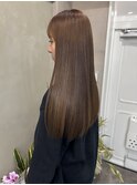 くびれヘア/暗めカラー/アプリコットオレンジ/縮毛矯正