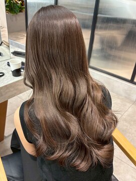 シオン(shion) グレージュロングオリーブベージュ顔周りレイヤー_ba562721