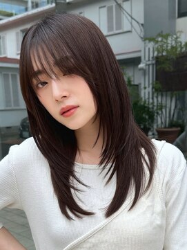 オムニス 表参道(Omnis) 韓国暗髪レイヤーカット顔周りレイヤーくびれミディアムレイヤー