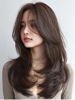 ダル 渋谷/表参道(DAL.)&nbsp;顔周りカットハッシュカットダークブラウンワンホンレイヤー韓国