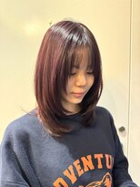 モナン(monan)&nbsp;ピンクブラウンハッシュカットミディアムレイヤーカット