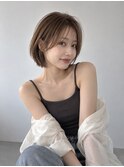 池袋/小顔丸みショートボブ/シースルーバング/耳かけ/20代30代