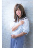 厚めバングクラシカルワンレンフェザーロングセンターパート