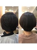 ショートボブ  縮毛矯正before→after
