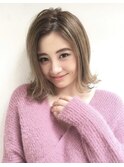 小顔ヘア　ヌーディーカラー　韓国ボブ　切りっぱなしボブ