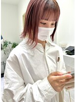 ダブルカラー＊切りっぱなしボブ＊ピンクレッド【ZinaCENTRAL】