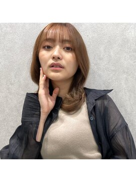 エジョン 幡ヶ谷店(Aejon) シルキーベージュ斜めバングチョコレートデザインカラー