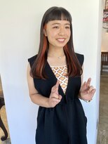 ヘアーアイストゥーレ(HAIR ICI TRE)&nbsp;イヤリングカラー　オレンジ　オン眉ストレート 担当渡辺聖