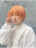 ショート/ボブ/ダブルカラー/オレンジ