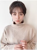 ラベンダーミルクティー刈り上げマッシュショートくすみベージュ