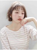 ミルクティーベージュ 前髪あり ボブパーマ ニュアンス