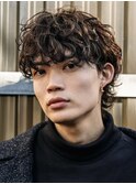 天神大名メンズパーマシャドウパーマッシュウルフカットゆるめ