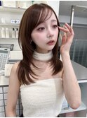ミディアムレイヤーカット/髪質改善/韓国/前髪/新宿/ブリーチ