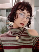 シアン(SYAN)&nbsp;ボブ/ボブレイヤー/ボブパーマ/ニュアンスパーマ/ボルドーカラー