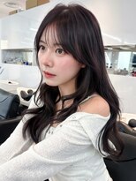 アイティーバイアルバム 八王子店(IT by ALBUM)&nbsp;ロング黒髪前髪カット顔周りレイヤー韓国ヘア_F51312