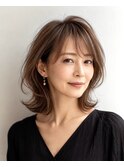 40代50代60代/ブリーチなし白髪ぼかしカラーミディアムレイヤー