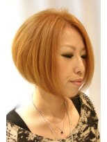 ヘアースタジオ ジェイワン(hair studio J ONE)&nbsp;前下がりボブ　脱白髪染め　ブリーチ無し　オレンジベージュ