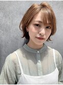 韓国風レイヤーボブ/前髪/くびれボブ/ミルクティーベージュ[仙台