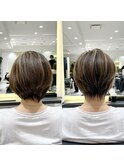 30代40代50代絶壁解消前髪あり小顔前下がりショートボブ