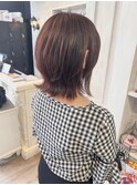 福山美容室caary レイヤーボブレッドブラウン秋カラー骨格補正
