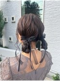 ツインお団子　結婚式およばれヘアアレンジ