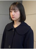 ミニボブぷつっとカット似合わせカットイメチェンオリーブカラー