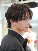 大分ツイストスパイラルパーマメンズカットマッシュウルフゆるめ