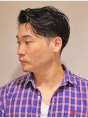 七三ツーブロックかきあげアップバング
