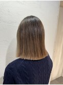 切りっぱなしボブバレイヤージュ美髪ベージュ系カラー池袋