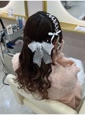 片側レースハーフアップ