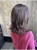 切りっぱなしミディアム/20代30代40代トレンドヘア/ピンクカラー