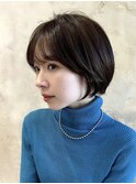 「岩田莉奈」地毛風縮毛矯正 ひし形ショートボブ 白髪染め 新宿