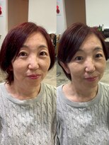 メモリーズ 表参道(Memories)&nbsp;30代40代50代耳かけショートボブ前髪あり丸みショート白髪ぼかし