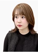 大人かわいい外ハネミディ×モカベージュ