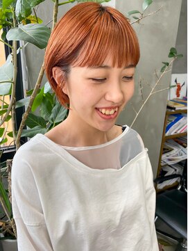 テトヘアー(teto hair) オレンジカラー ショート ボブ ショートボブ ブリーチ オレンジ