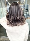 コントラストバレイヤージュ グレー(ミディアム)