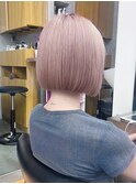 透明感ブリーチダブルカラー/切りっぱなしハイトーンボブ/新宿