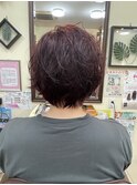 ボルドーレッドのクシュショート