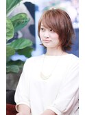 外ハネエアリーふんわり無造作ショート 透け感ベージュ