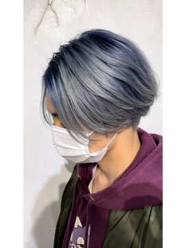 メンズ サロン ドット トウキョウ 町田店(men's salon dot. tokyo) 【小柳裕夢】ブルー×シルバールーツカラー