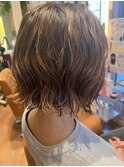 ブリーチパーマ×切りっぱなしボブ