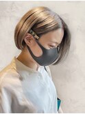 30代40代ダブルカラーミルクティアッシュデザインカラー透け感